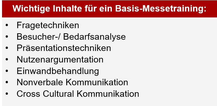 Basis-Messetraining